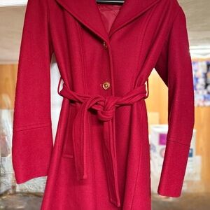 Michael Kors Bright Red Wool Coat with Belt